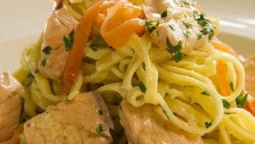 linguine with two salmons recipe
