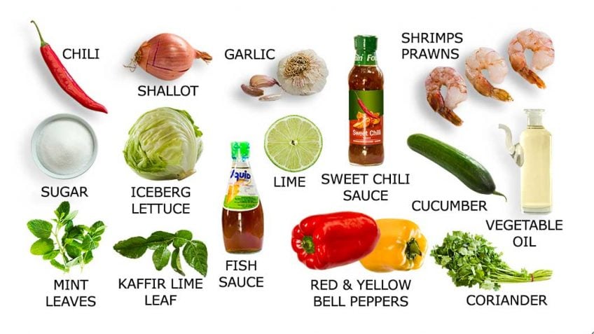 Thai shrimp on warm salad recipe ingredients