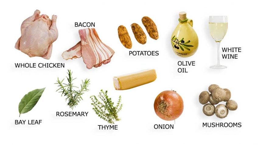 Ingredients for Poulet Grandmere