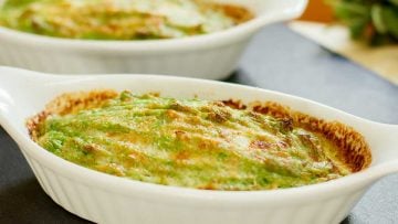Broccoli Puree side dish with a Cheesy Top