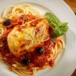 Chicken Pizzaiola with Cheese and Fresh Basil