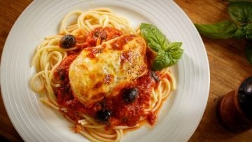 Chicken Pizzaiola with Cheese and Fresh Basil
