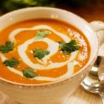 Vegan sweet potato and coconut soup