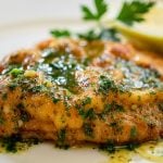 Pork Schnitzel with lemon garlic butter