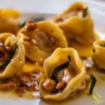 Tortellini made from scratch with a sage and hazelnut butter sauce