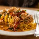 Easy tuna spaghetti with capers and fresh tomato