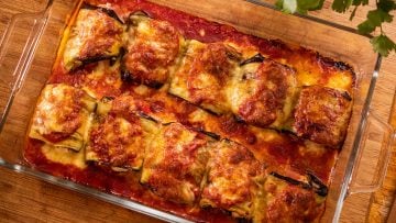 Parmesan Eggplant Involtini with Smoked Ham