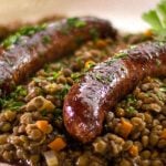 Italian sausages with lentils