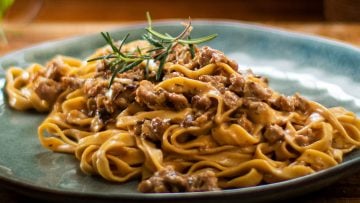 Sausage and Mushroom Fettucine