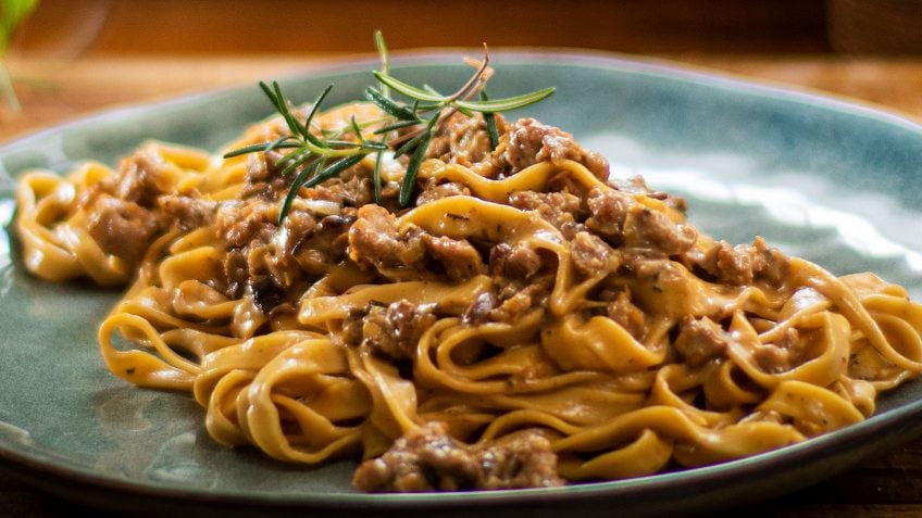 Sausage and Mushroom Fettucine