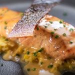 Crispy skin pan seared salmon