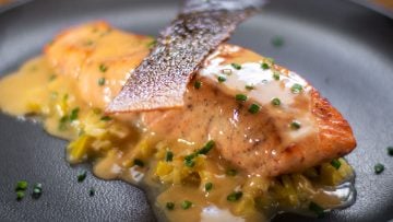 Crispy skin pan seared salmon