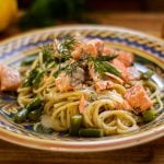 Creamy Salmon Spaghetti with Asparagus