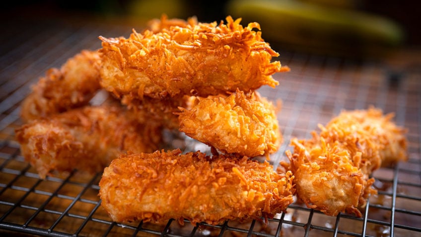 Coconut Coated Banana Fritters Crunchy Creamy Delicious