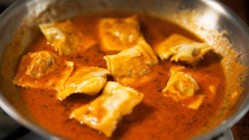 Home made meat ravioli
