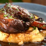 Braised Lamb Shanks with roasted garlic