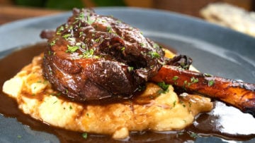 Braised Lamb Shanks with roasted garlic