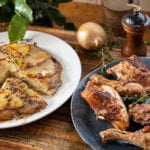Easy One Pan Roast Chicken with Layered Potatoes