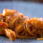 Fish linguine with mussels