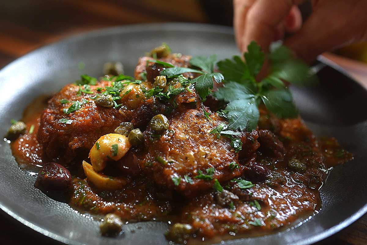 Chicken Thighs Provençal with Olives, Anchovy Sauce