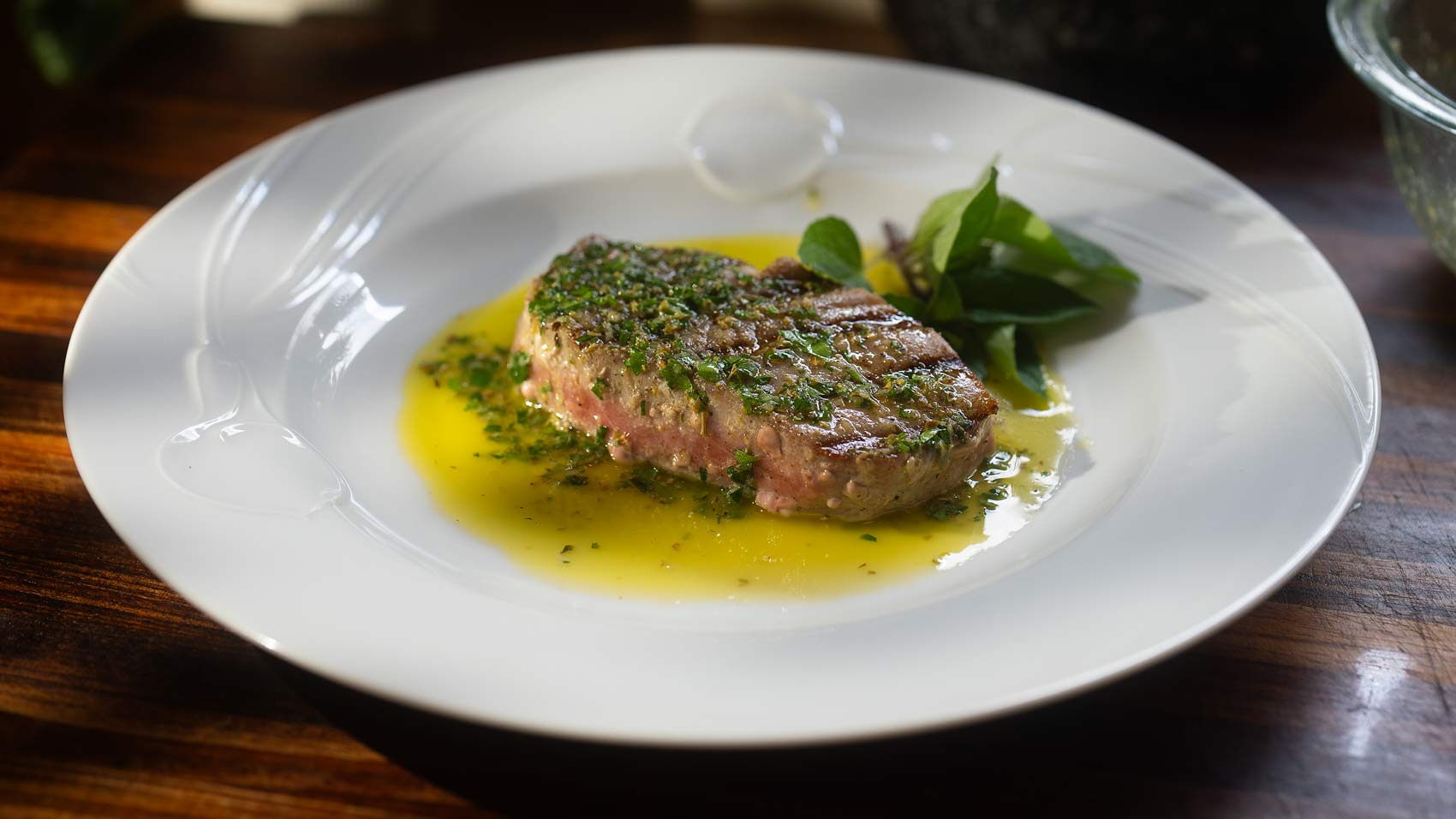 Tonno alla Griglia con Salmoriglio Grilled Tuna Steak with Sicilian Lemon-Oregano Sauce
