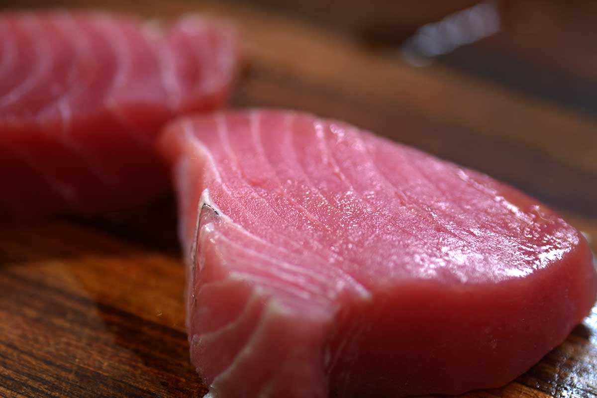 Fresh thick tuna steaks
