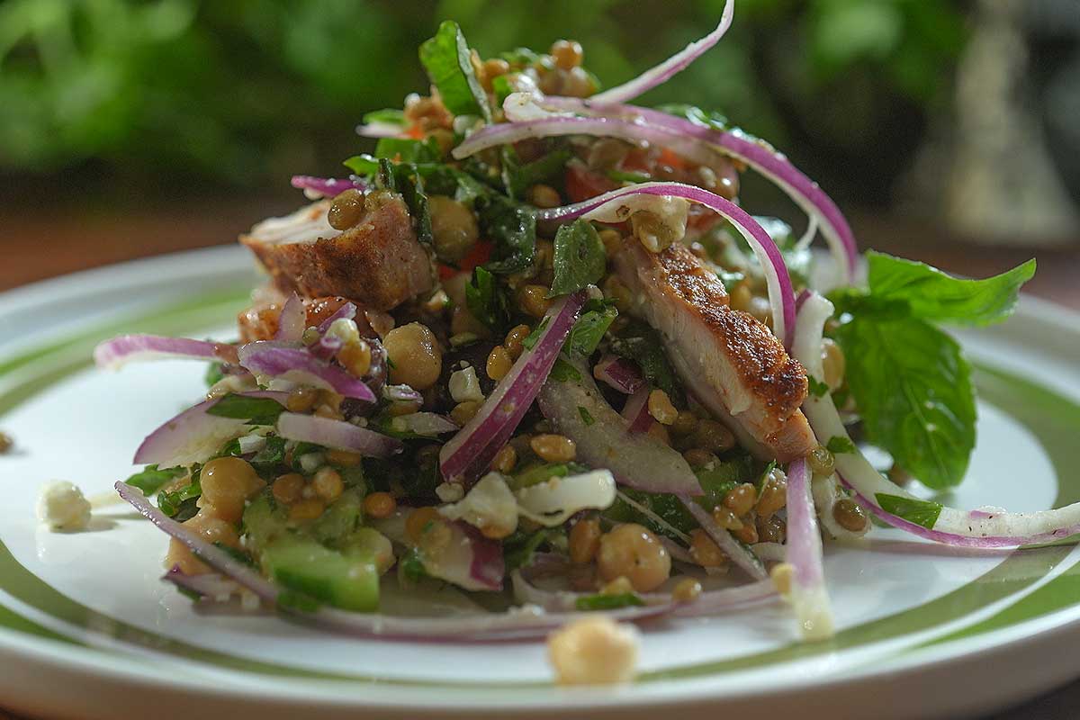Mediterranean Chicken Pulse Salad served fresh