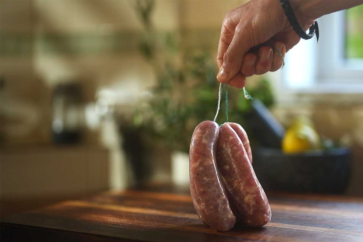 Italian fennel sausages before cooking