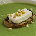 Broccoli soup with goat cheese