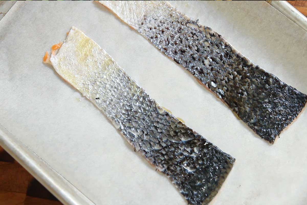 Crispy salmon skin hack