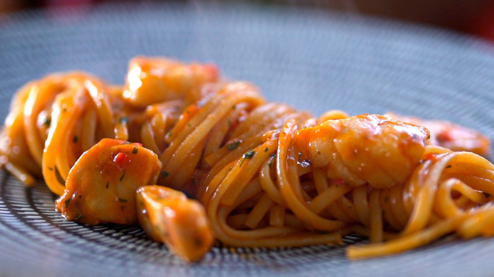 Fish linguine with mussels