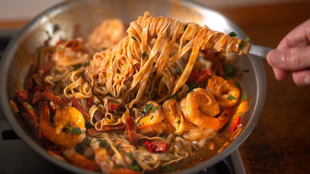 Shrimp and Salami Pasta Easy Meals with Video Recipes by Chef Joel Mielle RECIPE30