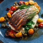 Pan Seared Crispy Skin Mediterranean Salmon
