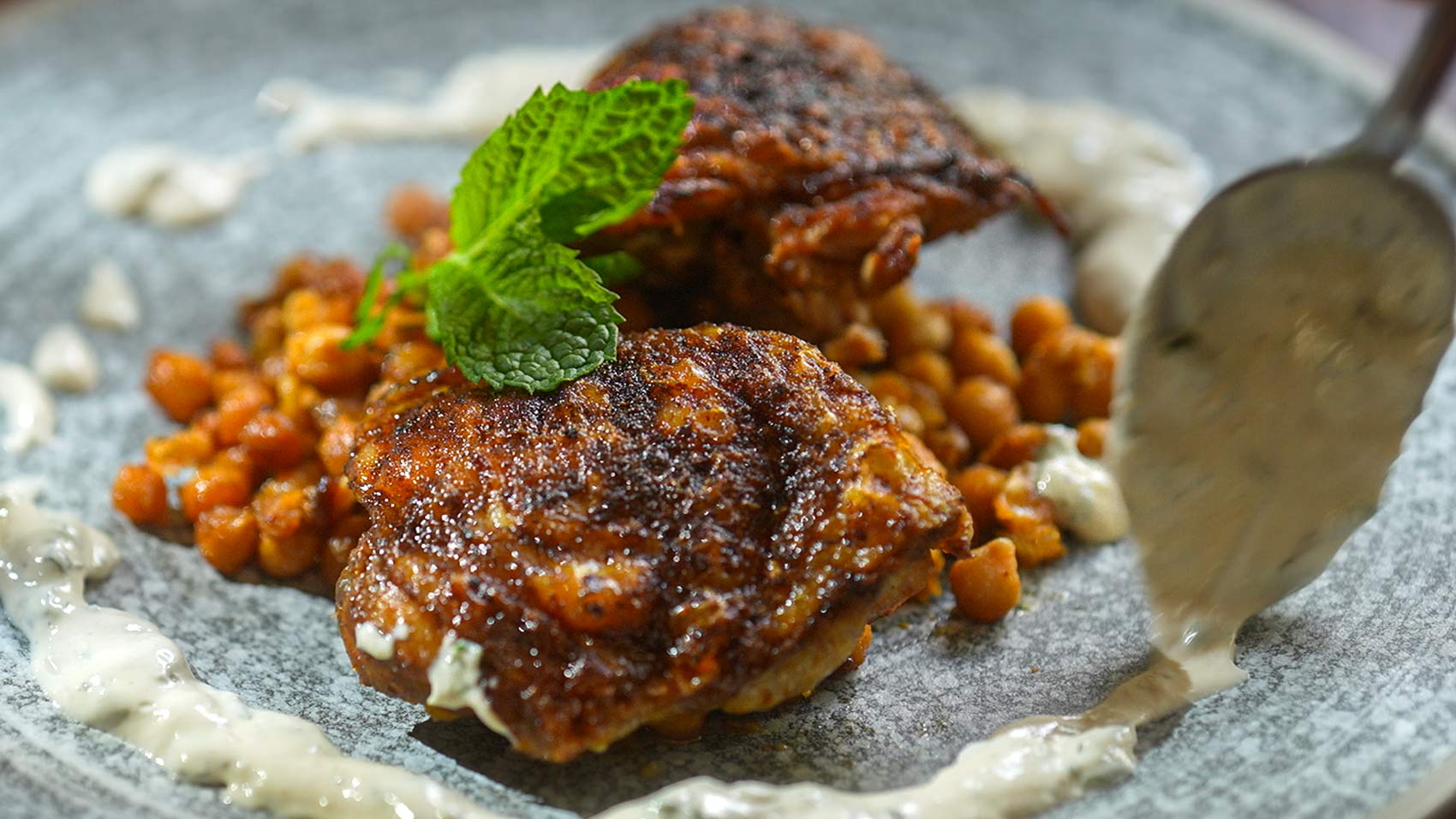 Crispy Chicken Thighs with Chickpeas