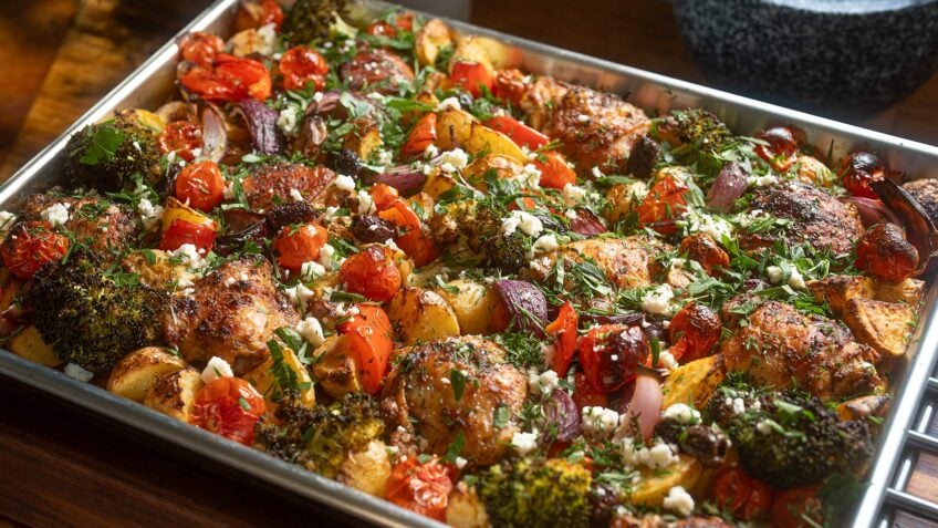 Crispy skin, creamy feta, and potatoes that soak up every drop of lemon.